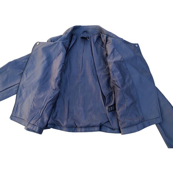 City Chic Women's Blue Gray Faux Leather Jacket, 2XS - Picture 4 of 9